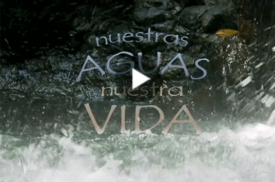 Nuestra Aguas thumbnails with splashing waterfall