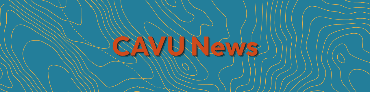 Text Hope in Action Newsletter in bold orange letters is centered over a blue background with yellow contour lines resembling a topographic map, representing the July 2026 edition of the newsletter.